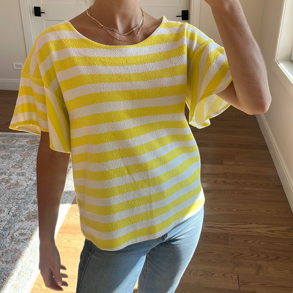 Anthro Postmark Butterfly Sleeve Striped Top Size Medium